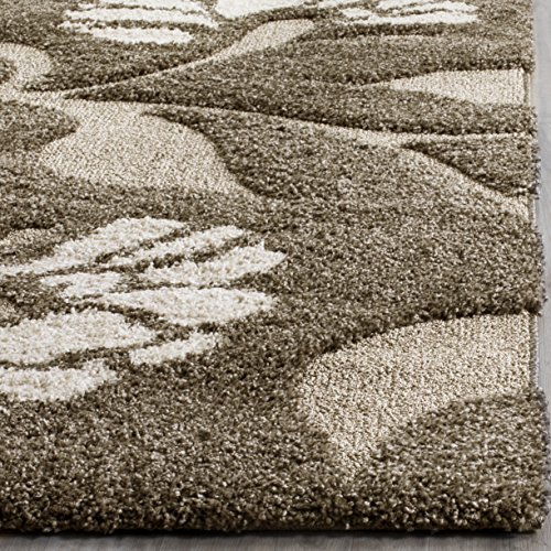 SAFAVIEH Florida Shag Collection Accent Rug - 4' x 6', Smoke & Beige, Floral Design, Non-Shedding & Easy Care, 1.2-inch Thick Ideal for High Traffic Areas in Foyer, Living Room, Bedroom (SG459-7913)