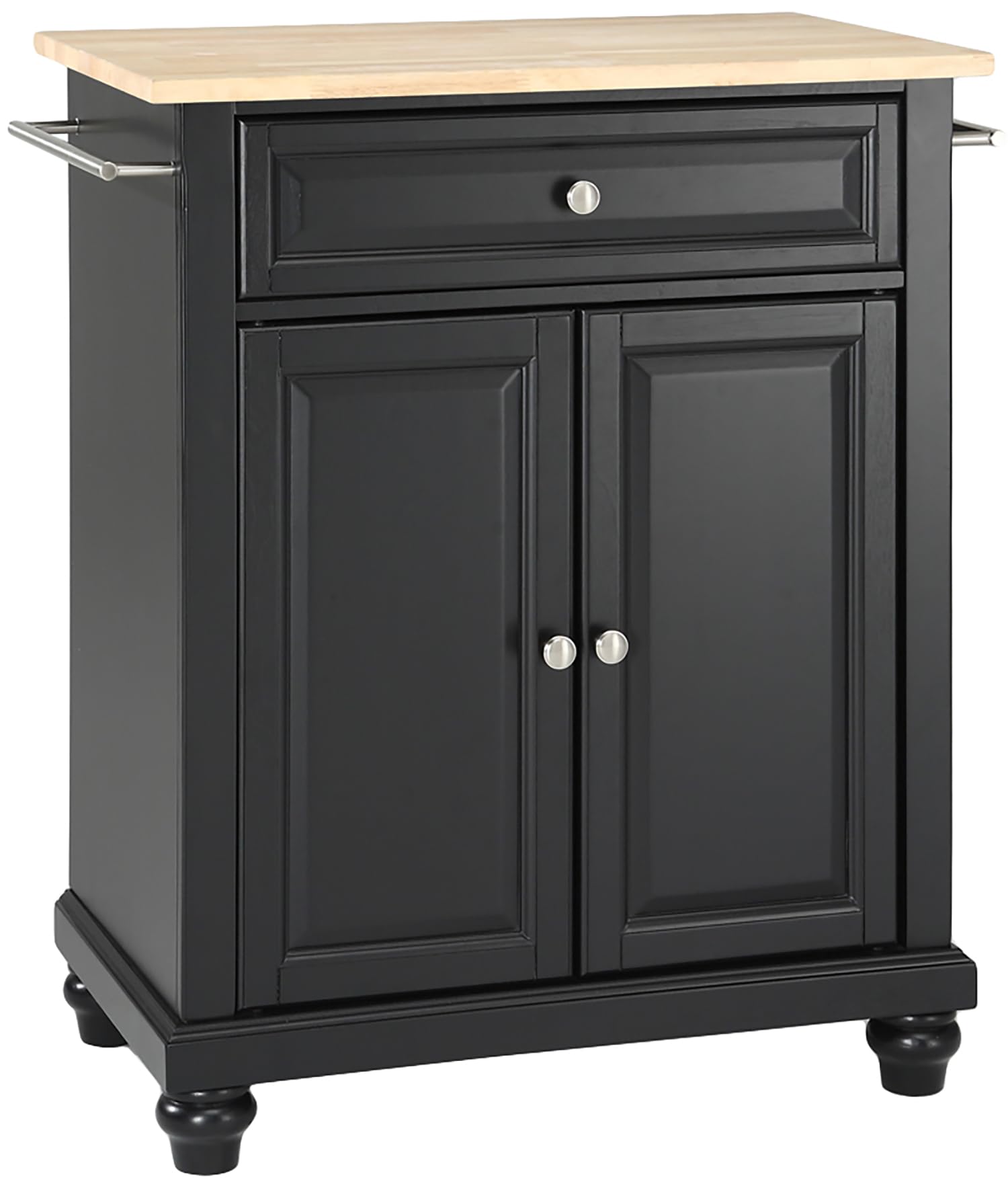 Crosley Furniture Cambridge Stainless Steel Top Small Rolling Kitchen Island Storage Cart, Microwave Stand, Mahogany