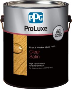 ppg proluxe door & window wood finish, 1 gallon, 003 clear satin