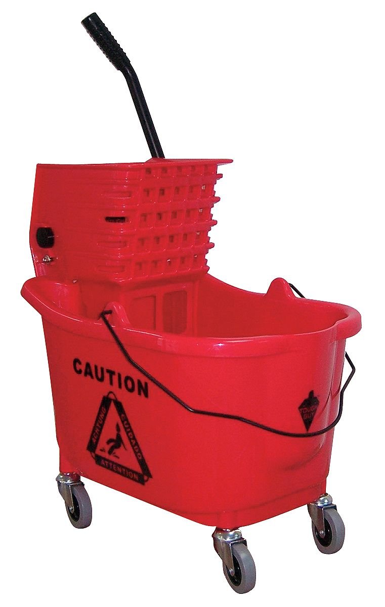 Mop Bucket and Wringer, 8-3/4 gal, Red