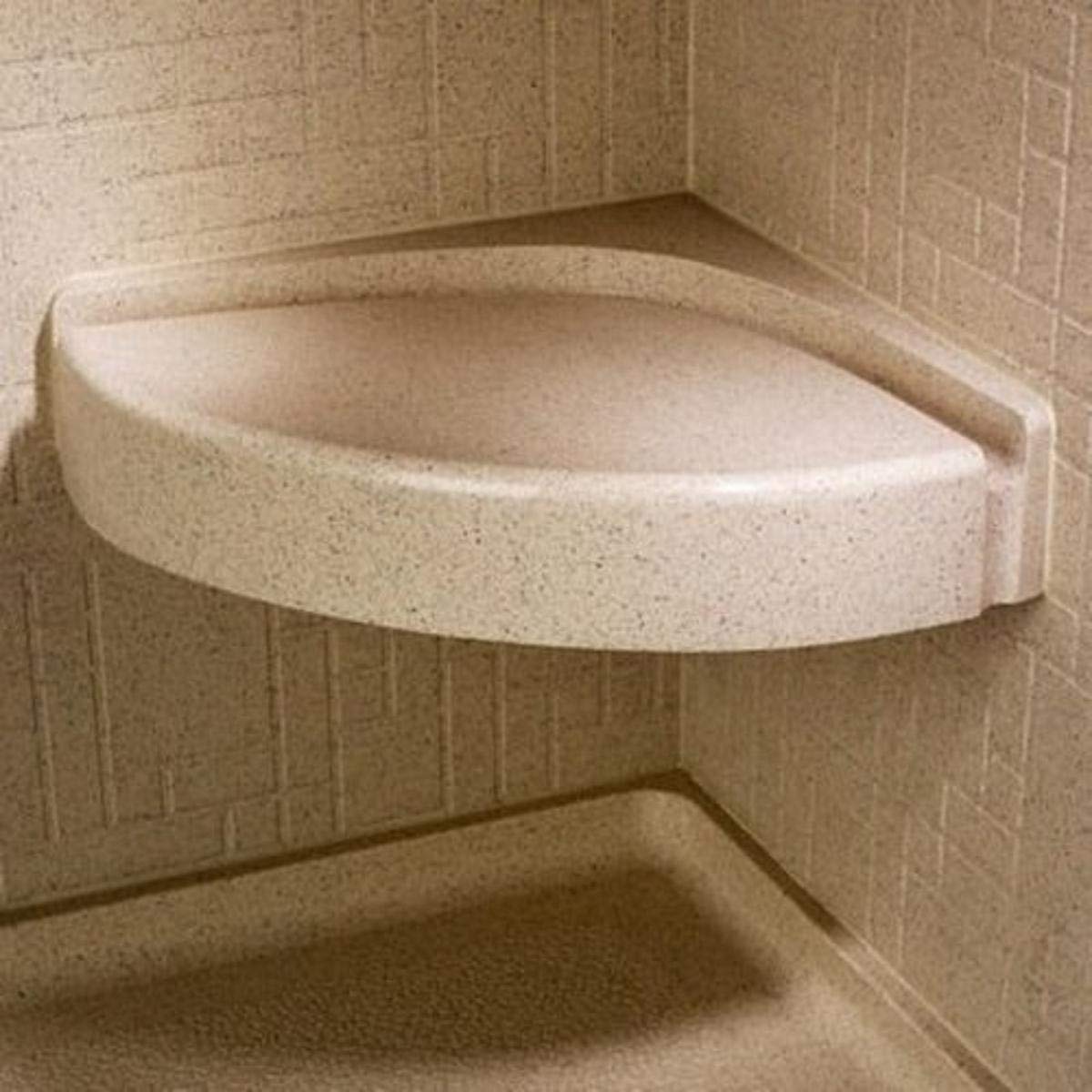 Swan CS01616.042 Solid Surface Corner Shower Seat, 16.3125" L x 16.3125" H x 4" H, Gray Granite