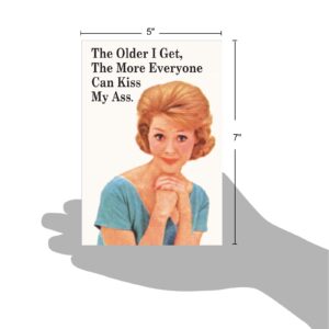 NobleWorks - 1 Funny Card for Birthdays - Women's Humor, Bday Notecard Stationery - Everyone Kiss My Axx 5452Z