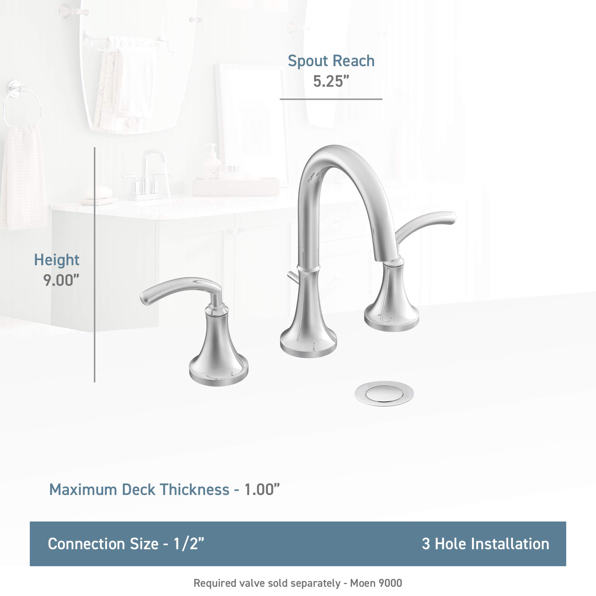 Moen TS6520BN Icon Two-Handle High Arc Bathroom Faucet without Valve, Brushed Nickel