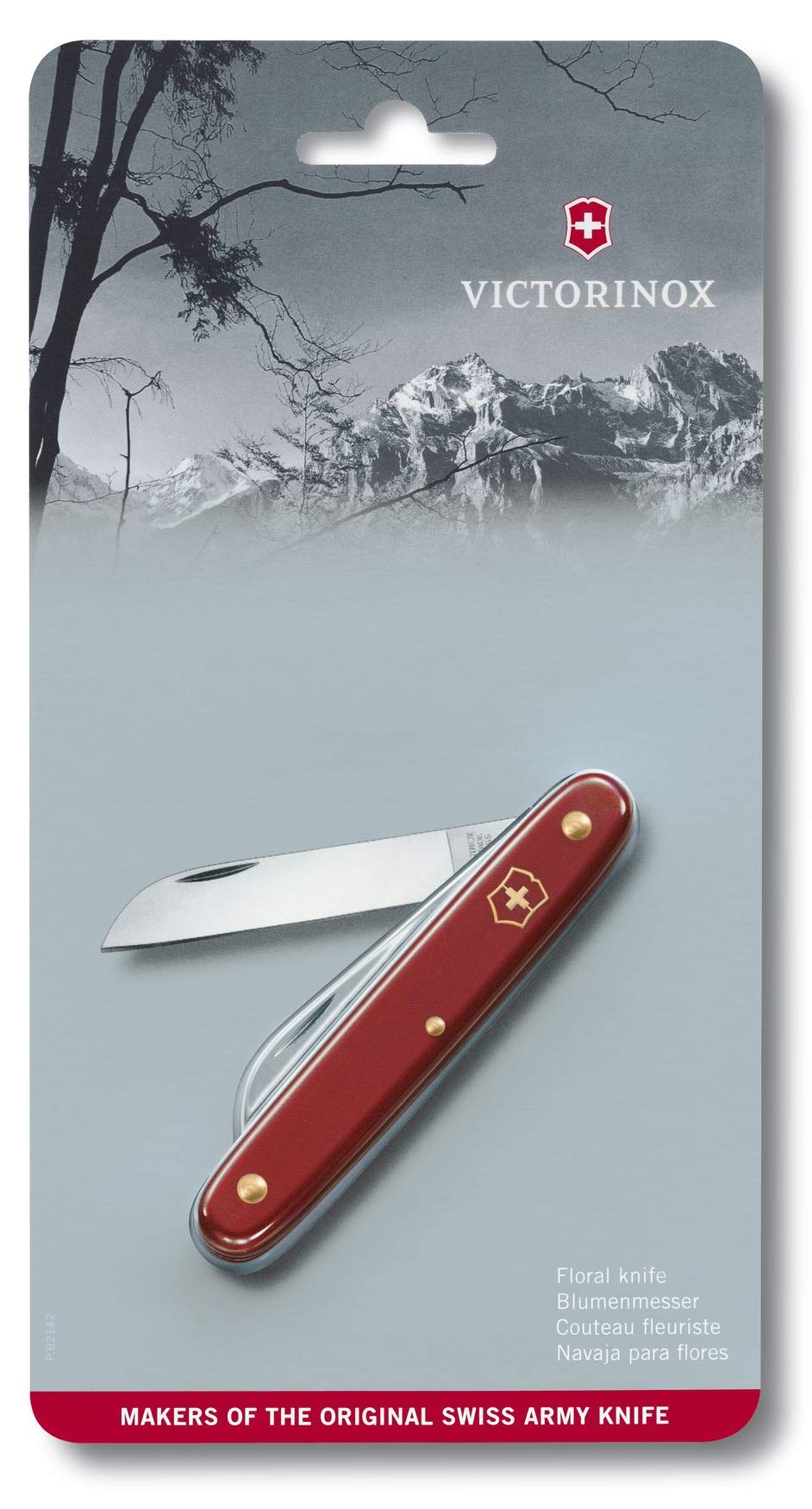 Victorinox 3.9050.B1 Floral Knife Straight Blade Red 55mm Universal Knife for Florists and Gardeners in VX Red 3.7 inches, standard size