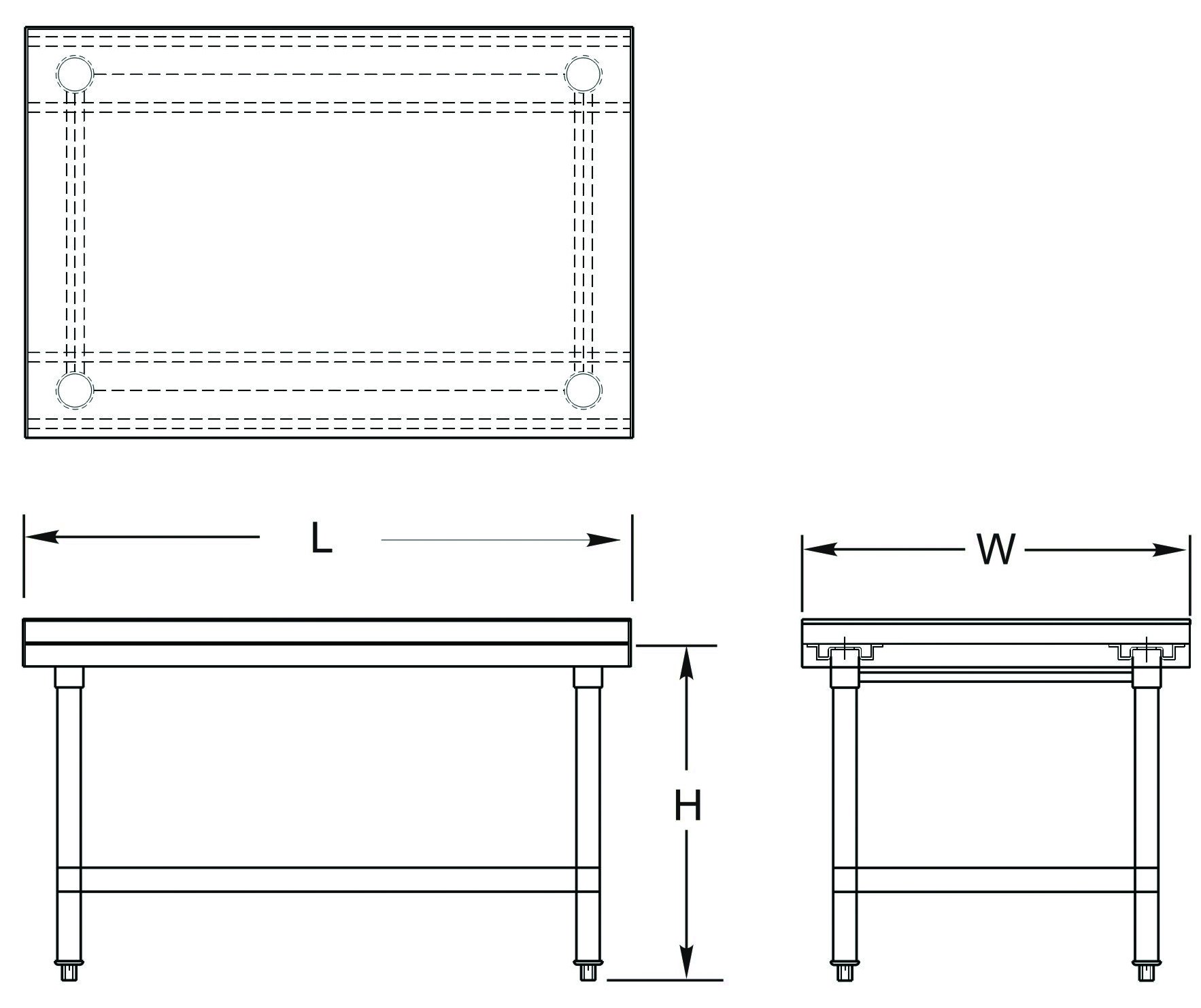 GSW Commercial Equipment Stand with Stainless Steel Top, 1 Galvanized Undershelf, 1" Upturn on 3 Sides & Adjustable Bullet Feet, 30"W x 18"L x 24"H, NSF Approved