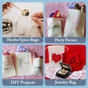 Celestial Gifts Muslin Bags 25pcs 5x7, 100% Cotton Drawstring Bags for Party Favors and Spice Bags - Made in USA (Natural Hem & Drawstring)