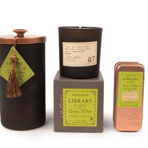 Paddywax Library Collection Oscar Wilde 2-Wick Scented Travel Tin Candle, 3.5-Ounce, Cedarwood, Thyme & Basil