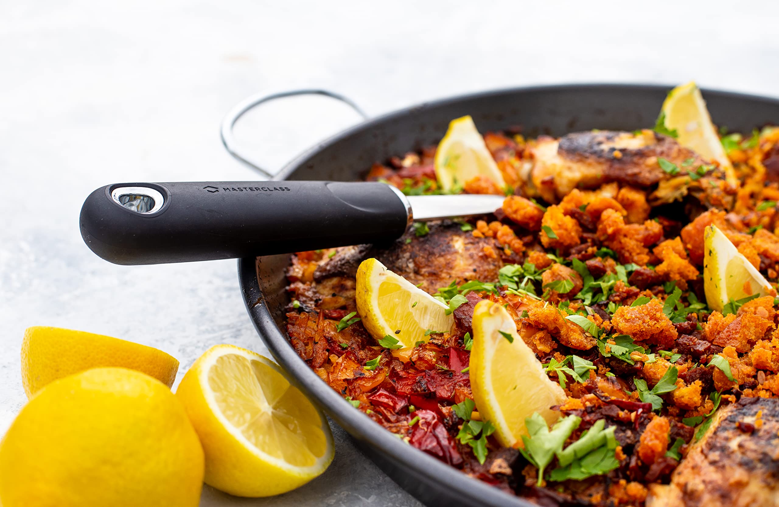 KitchenCraft World of Flavours Paella Pan, Non Stick, Carbon Steel, 32 cm