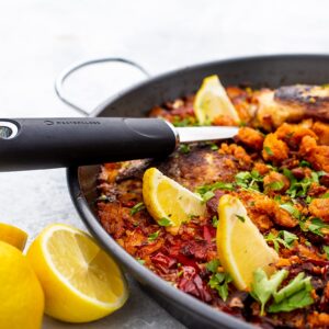 KitchenCraft World of Flavours Paella Pan, Non Stick, Carbon Steel, 32 cm