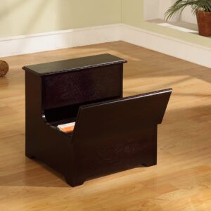 King's Brand Cherry Finish Wood Bedroom Bed Storage Step Stool