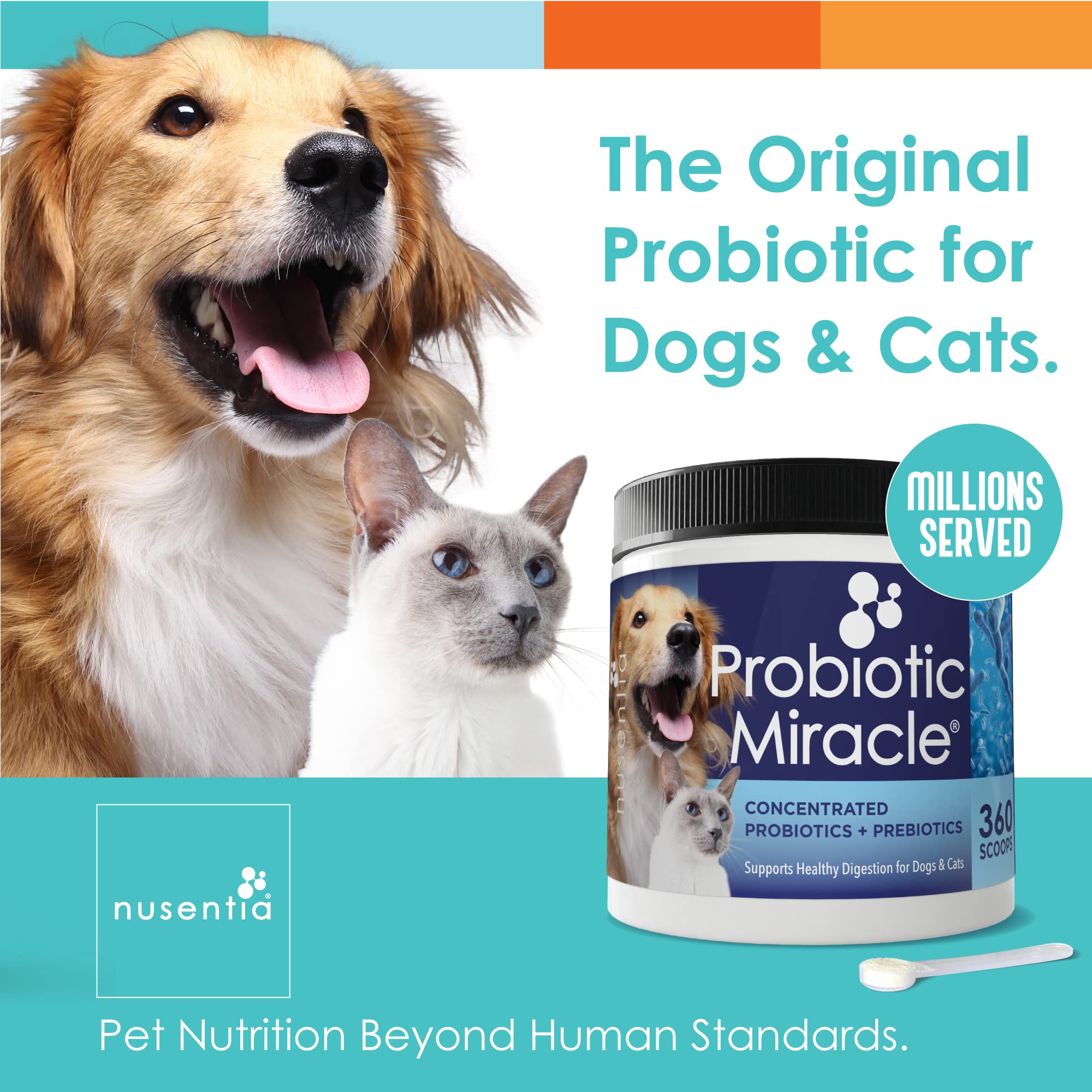 NUSENTIA Probiotic Miracle for Dogs and Cats (3 Bundle) Save $13. Eliminate Diarrhea, Constipation, Loose Stool, Yeast and More. Made in USA. GMP Certified