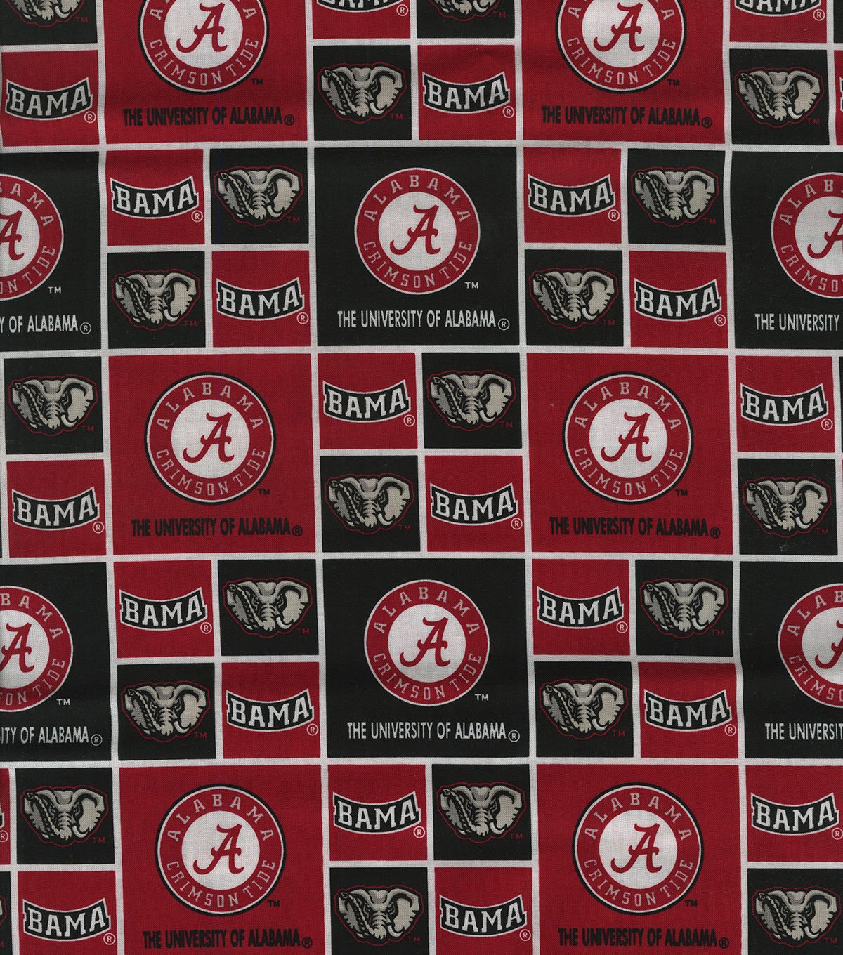 Cotton University of Alabama Crimson Tide College Team Sports Cotton Fabric Print By the Yard