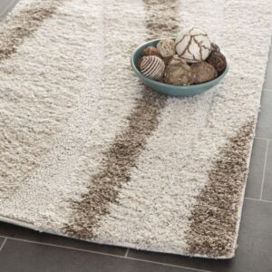 safavieh florida shag collection area rug - 8' x 10', cream & dark brown, stripe design, non-shedding & easy care, 1.2-inch thick ideal for high traffic areas in living room, bedroom (sg451-1128)