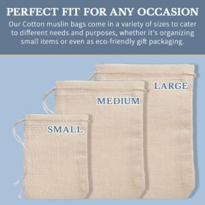 Celestial Gifts Muslin Bags 25pcs 5x7, 100% Cotton Drawstring Bags for Party Favors and Spice Bags - Made in USA (Natural Hem & Drawstring)