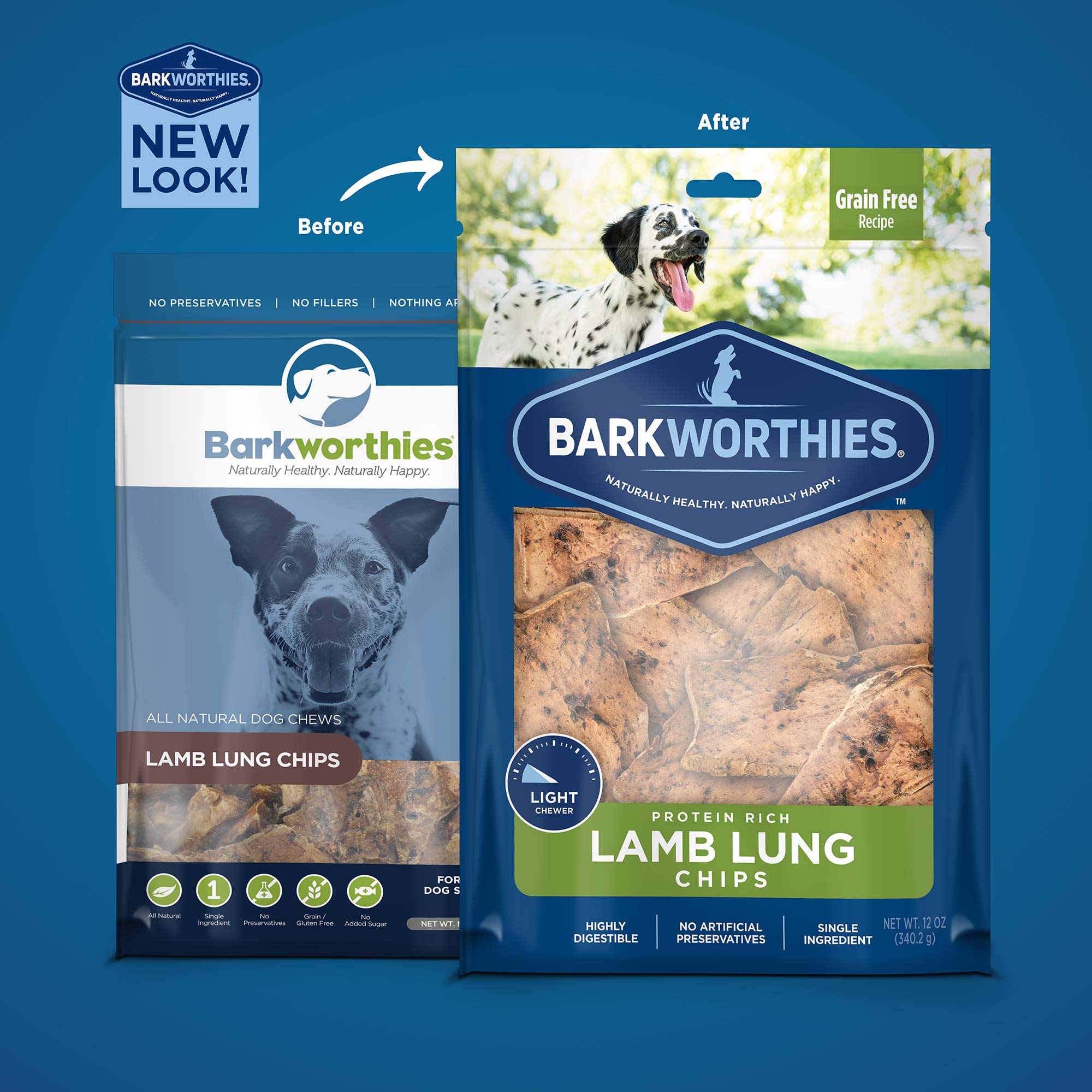 Barkworthies Lamb Lung Chip Chews (12oz. Bag) - All-Natural & Highly Digestible Dog Treats - Promotes Dental Health