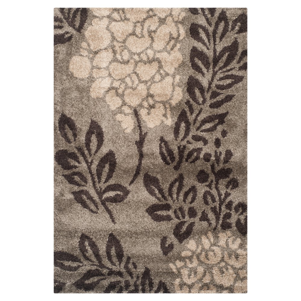 SAFAVIEH Florida Shag Collection Area Rug - 8' x 10', Smoke & Dark Brown, Floral Design, Non-Shedding & Easy Care, 1.2-inch Thick Ideal for High Traffic Areas in Living Room, Bedroom (SG456-7928)