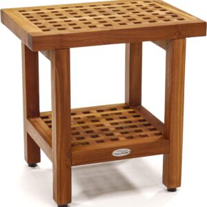 AquaTeak The Original 18" Grate Teak Shower Bench with Shelf