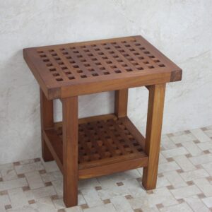 AquaTeak The Original 18" Grate Teak Shower Bench with Shelf