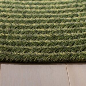 SAFAVIEH Braided Collection 2'3" x 12' Green BRD315A Handmade Country Cottage Reversible Runner Rug