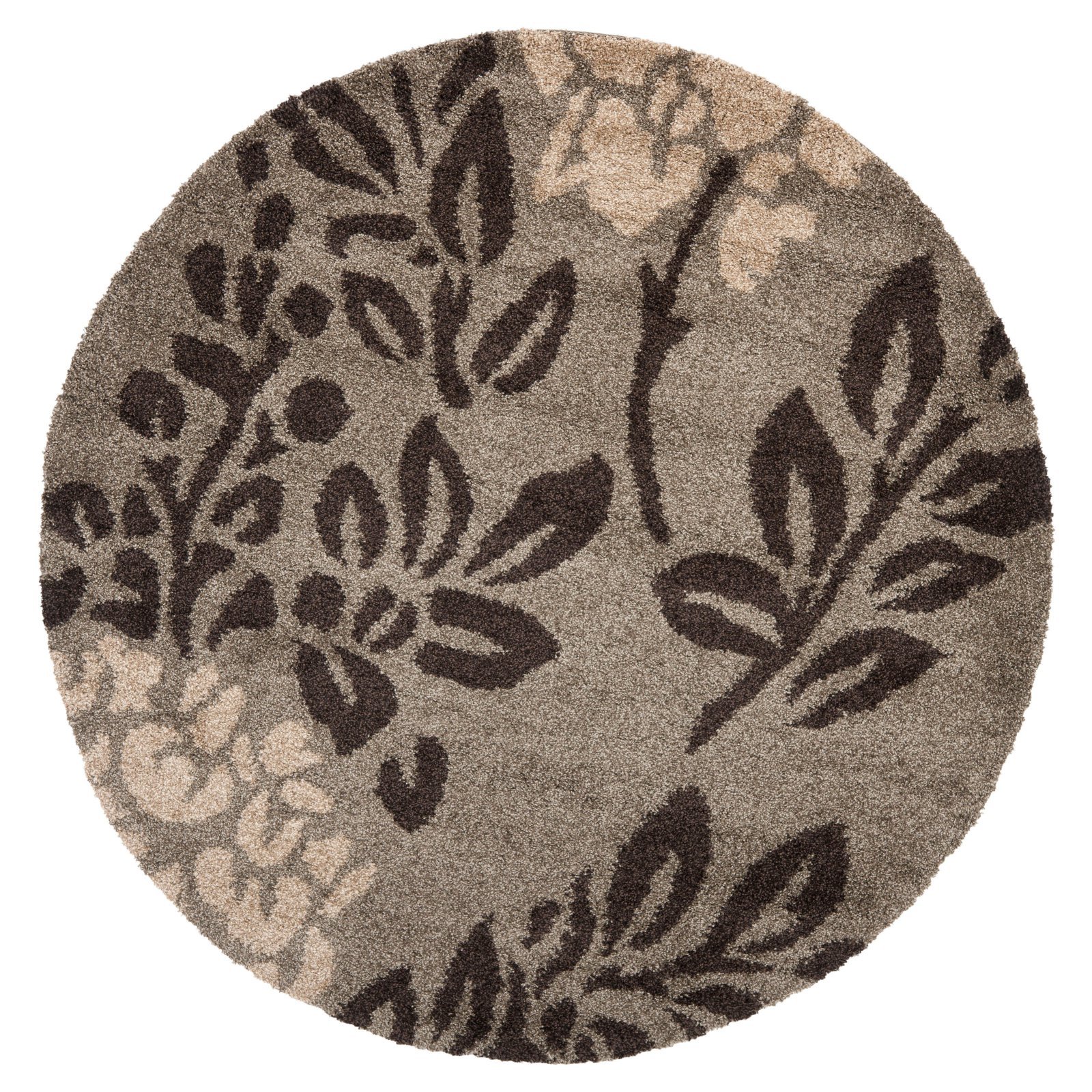 SAFAVIEH Florida Shag Collection Area Rug - 8' x 10', Smoke & Dark Brown, Floral Design, Non-Shedding & Easy Care, 1.2-inch Thick Ideal for High Traffic Areas in Living Room, Bedroom (SG456-7928)