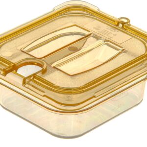 Carlisle FoodService Products 10511U13 StorPlus High Heat Universal Handled Notched Food Pan Lid, Sixth Size, Amber