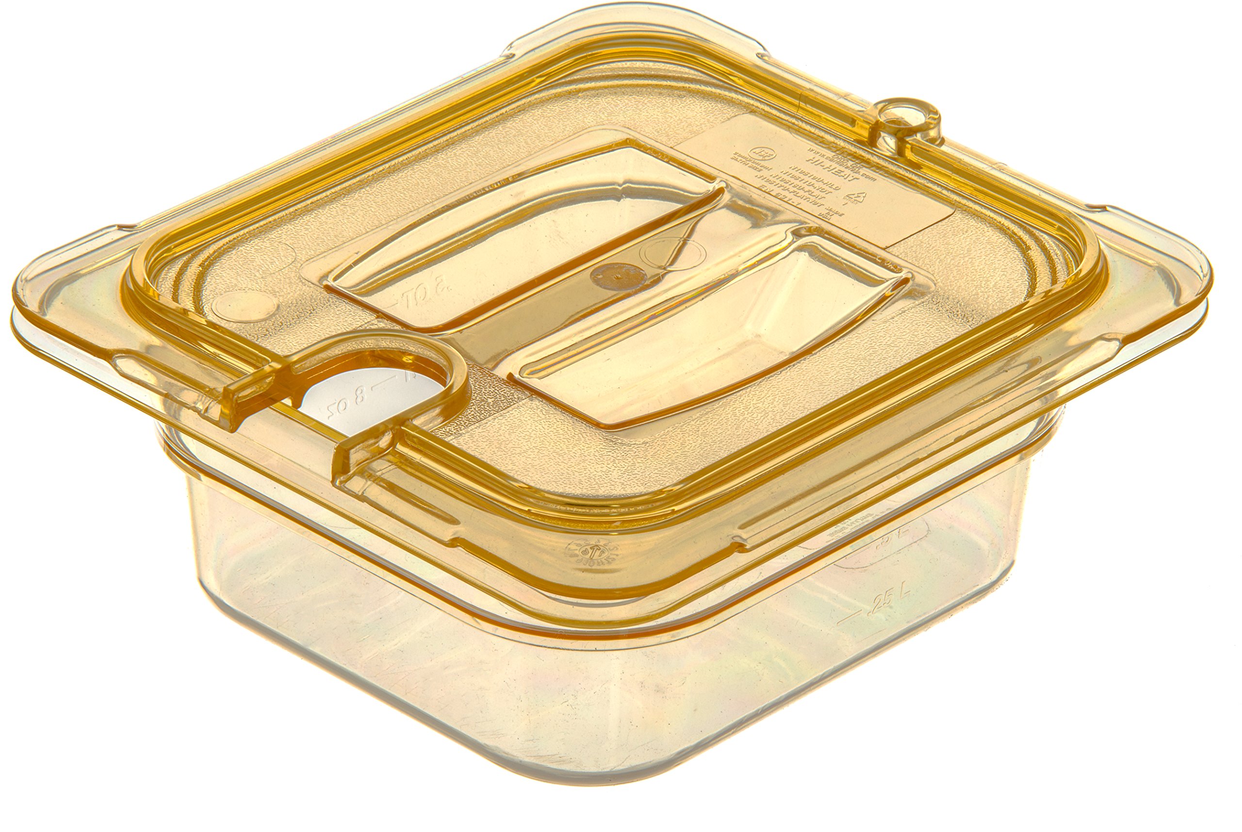 Carlisle FoodService Products 10511U13 StorPlus High Heat Universal Handled Notched Food Pan Lid, Sixth Size, Amber