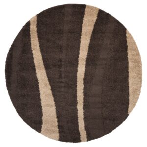 SAFAVIEH Florida Shag Collection Area Rug - 8' x 10', Cream & Dark Brown, Stripe Design, Non-Shedding & Easy Care, 1.2-inch Thick Ideal for High Traffic Areas in Living Room, Bedroom (SG451-1128)