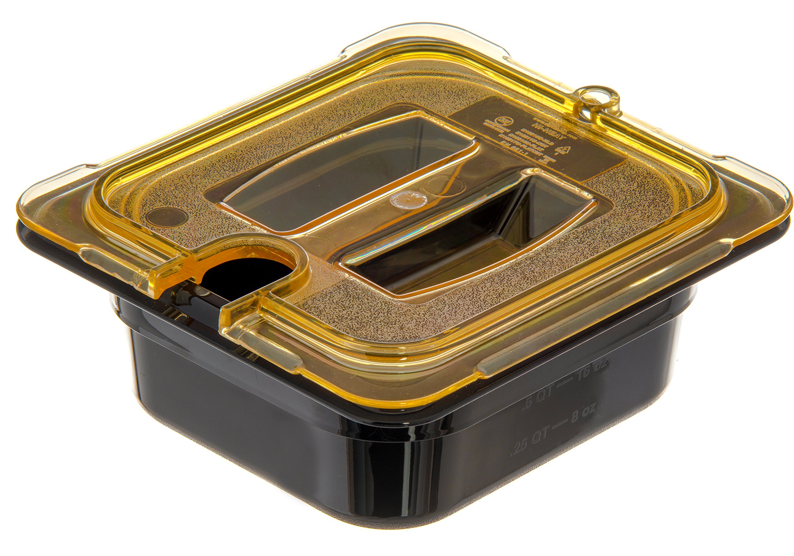 Carlisle FoodService Products 10511U13 StorPlus High Heat Universal Handled Notched Food Pan Lid, Sixth Size, Amber