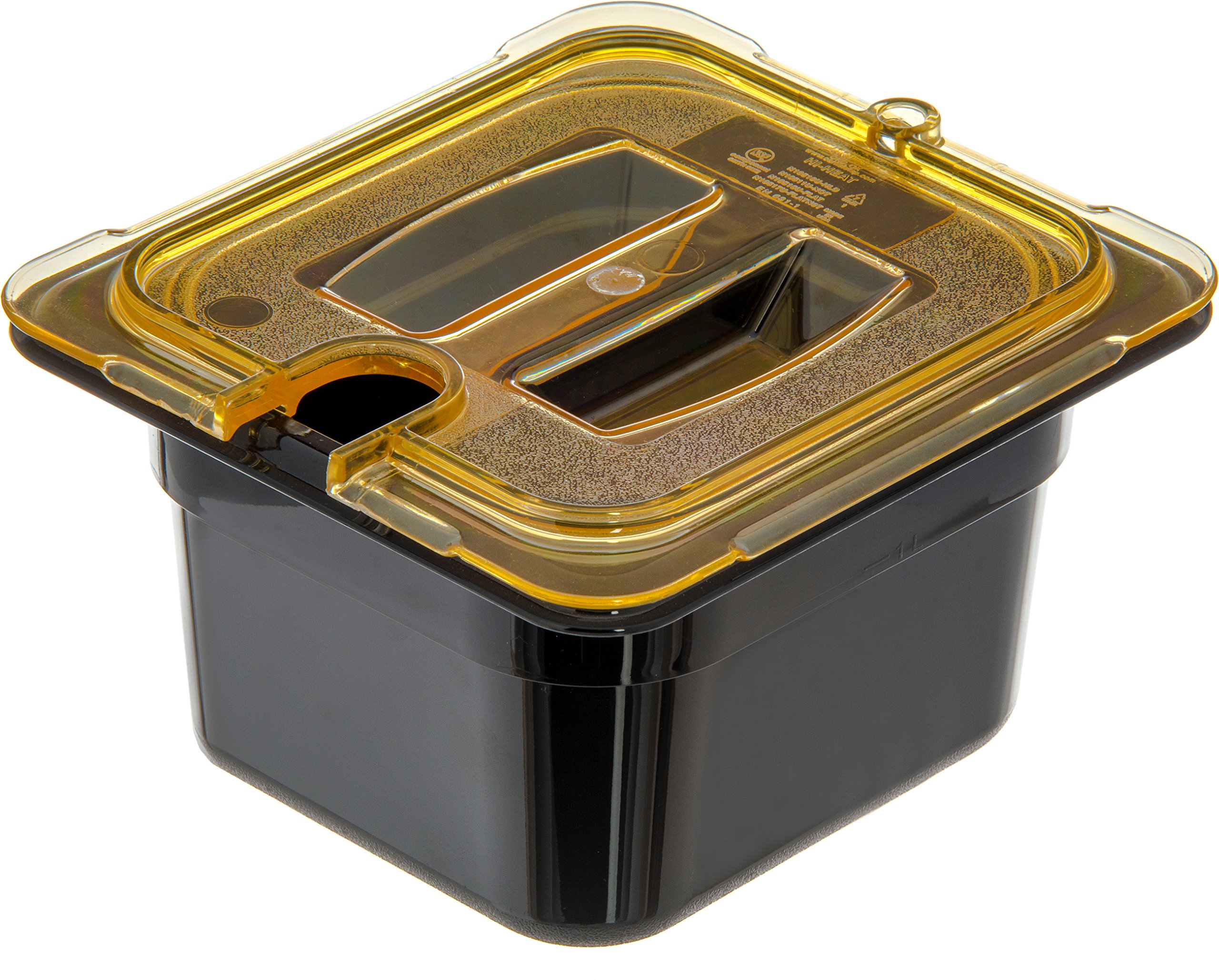 Carlisle FoodService Products 10511U13 StorPlus High Heat Universal Handled Notched Food Pan Lid, Sixth Size, Amber