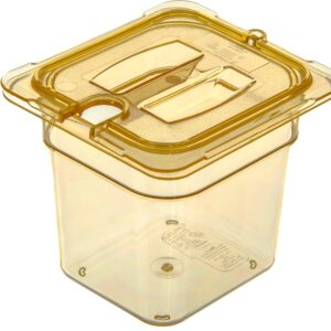 Carlisle FoodService Products 10511U13 StorPlus High Heat Universal Handled Notched Food Pan Lid, Sixth Size, Amber