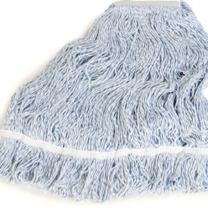 SPARTA Flo-Pac Mop Head Loop-Ended, Narrow Band with 1/2" Blue Band for Organized Cleaning, Large, Blue