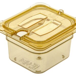 Carlisle FoodService Products 10511U13 StorPlus High Heat Universal Handled Notched Food Pan Lid, Sixth Size, Amber