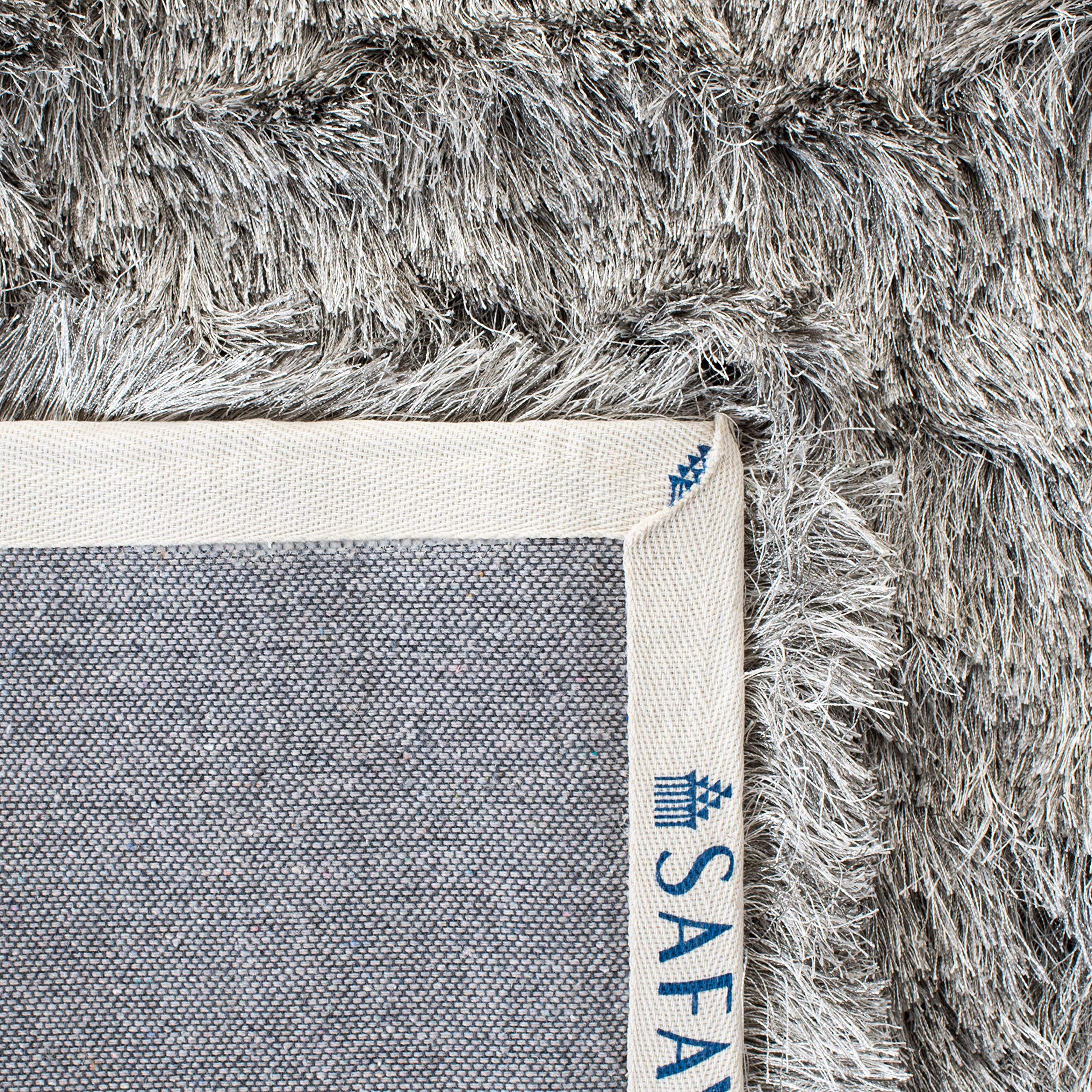 SAFAVIEH Paris Shag Collection Accent Rug - 3' x 5', Silver, Handmade Silken Glam, 2.5-inch Thick Ideal for High Traffic Areas in Entryway, Living Room, Bedroom (SG511-7575)