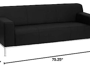 Flash Furniture HERCULES Definity Series Contemporary Black LeatherSoft Sofa with Stainless Steel Frame