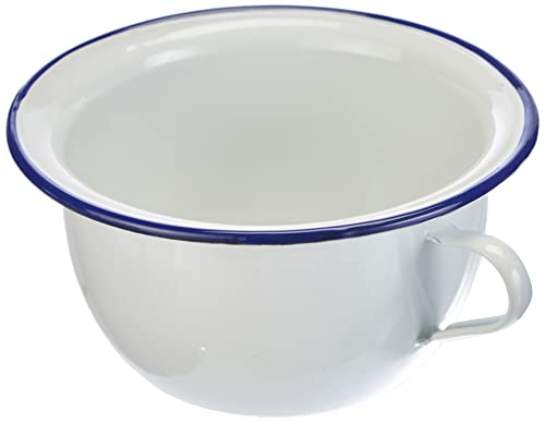 ibili Chamber Pot Blanca 3,5 l of Enamelled Steel, White/Blue, 24 x 24 x 12 cm