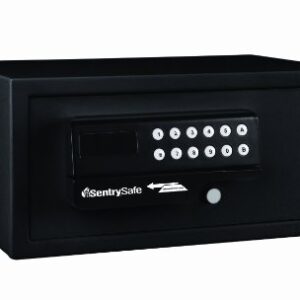 SentrySafe Black Steel Safe with Card Swipe Reader and Digital Keypad Lock, Small Safe with Interior Lighting and Bolt Down Kit, 0.41 Cubic Feet, H060ES