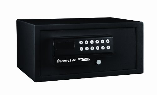 SentrySafe Black Steel Safe with Card Swipe Reader and Digital Keypad Lock, Small Safe with Interior Lighting and Bolt Down Kit, 0.41 Cubic Feet, H060ES