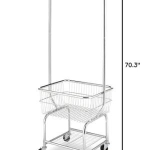 Whitmor Commercial Rolling Laundry Butler with Wire Storage Rack