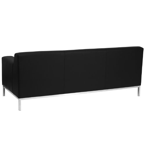 Flash Furniture HERCULES Definity Series Contemporary Black LeatherSoft Sofa with Stainless Steel Frame