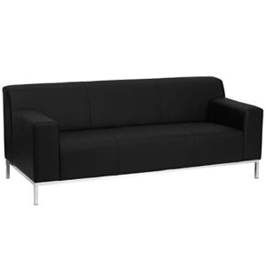 flash furniture hercules definity series contemporary black leathersoft sofa with stainless steel frame