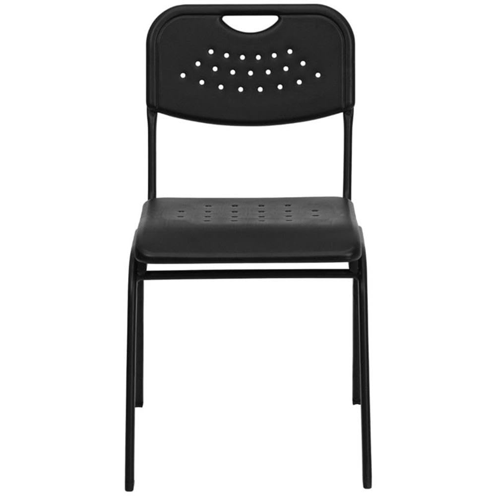 Flash Furniture HERCULES Series 880 lb. Capacity Black Plastic Stack Chair with Open Back and Black Frame