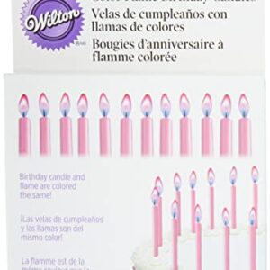 Wilton Flame Pink Candles, 12 Count