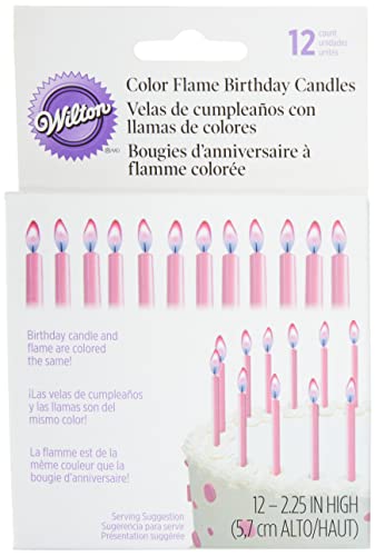 Wilton Flame Pink Candles, 12 Count