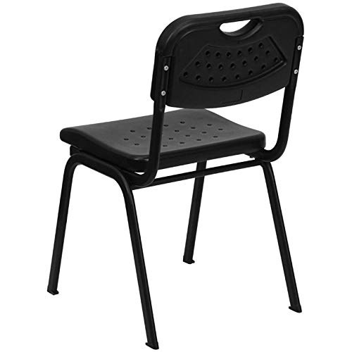 Flash Furniture HERCULES Series 880 lb. Capacity Black Plastic Stack Chair with Open Back and Black Frame