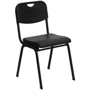 flash furniture hercules series 880 lb. capacity black plastic stack chair with open back and black frame