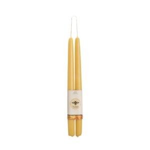 big dipper wax works beeswax taper candles, hand dipped pure beeswax candle, 12-hour long burn, natural colored, 12" x 7/8", all natural rich coloring