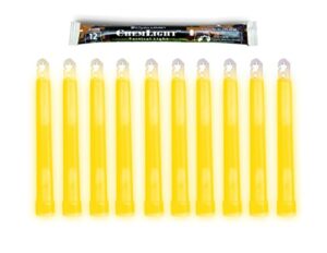 cyalume military grade yellow glow sticks - premium bright 6” chemlight emergency glow sticks with 8 hour duration (bulk pack of 10 chem lights)