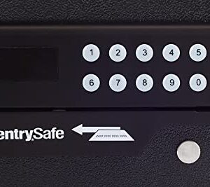 SentrySafe Black Steel Safe with Card Swipe Reader and Digital Keypad Lock, Small Safe with Interior Lighting and Bolt Down Kit, 0.41 Cubic Feet, H060ES