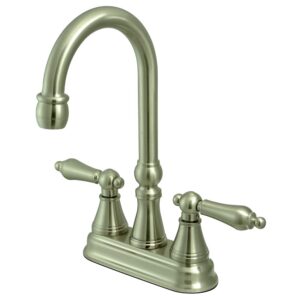 kingston brass ks2498al 4" center set bar faucet without pop-up, 5", brushed nickel