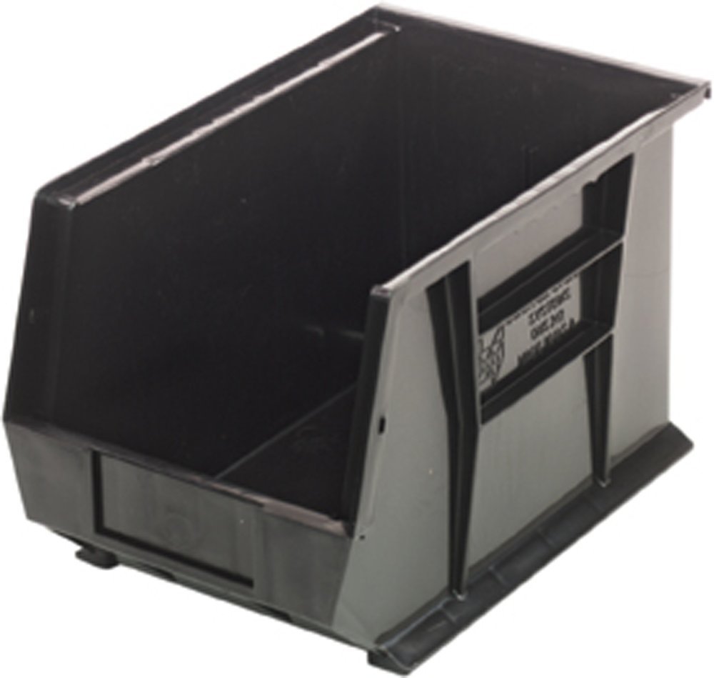 Quantum Storage Systems Recycled QUS242BR Solid Part Organizer Black Bins 14" L x 9" W x 8" H 12 Pack